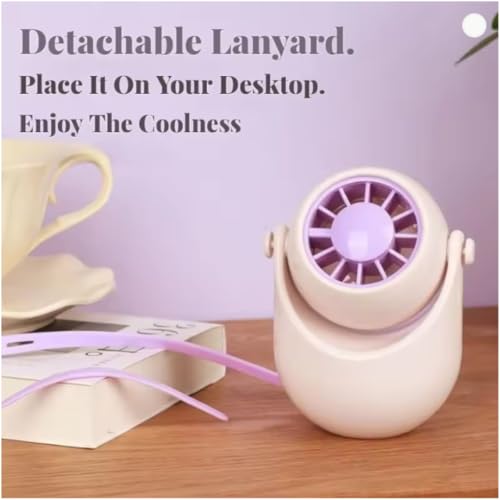 Image of STARQ Portable Neck Hanging Mini Fan with Adjustable Speeds, Foldable Design, Rechargeable Cooling Fan for Travel Office Home (Color As Per Availablity)