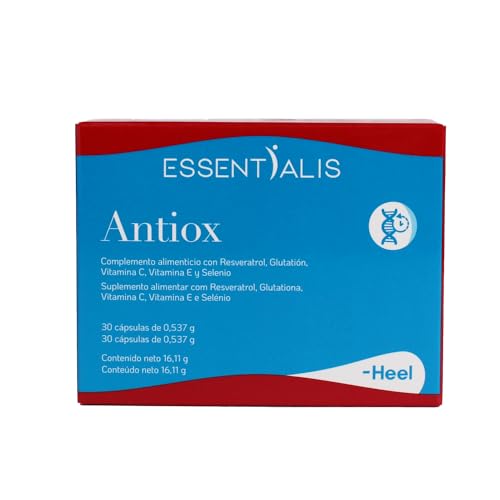 Essentialis Antiox – Complejo Antioxidante con Vitamina C 250 mg, Vitamina E Natural, Resveratrol 98%, Glutatión Reducido y Selenio – Cápsulas Vegetales – Fabricado en España – 30 cápsulas