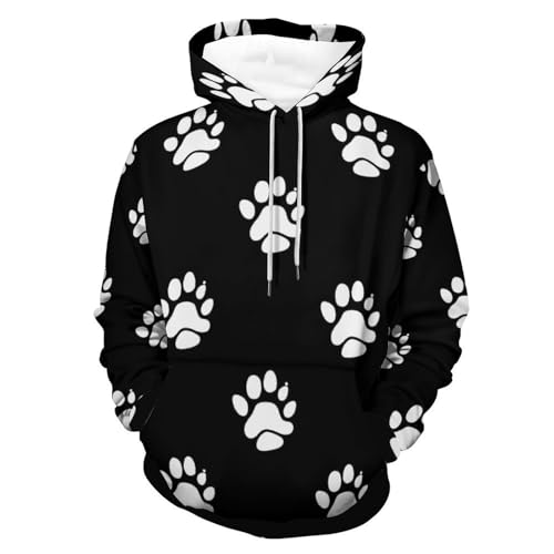 Sweat à capuche homme et femme Empreintes Blanches hoodie manches longues S