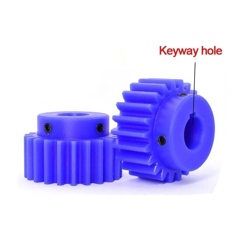 Cylindrical Drive 1pcs 3 Module 20 Teeth Nylon Spur Gear 16mm 18mm 20mm 22mm 25mm 30mm Keyway Hole 20T Straight Teeth Pinion M6 Screw Rack Machinery(16mm bore 5mm Keyway)
