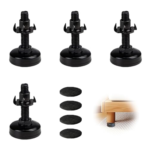 TVETE 家具用固定脚 家具脚レベラー テーブル 脚 アジャスター 【4個入り】フェルトガスケットはねじ込み式 レベルアジャスター テーブル脚の高さ調節アジャスター 水平調整フット 取り付けが簡単 滑りを防ぐ ブラックブラック - TVETE - 商品画像