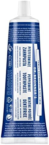 Dr Bronner's All One Peppermint Toothpaste, Made with Organic, Fluoride-Free Ingredients with No Artifical Colours, Flavours, Preservatives or Sweeteners, Vegan Friendly, 105ml Tube