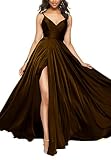 HIFICA 2026 Long Bridesmaid Dresses for Wedding Brown Satin A Line Plus Size Formal Evening Dress fo