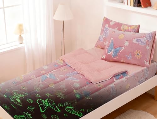A Nice Night Butterfly All-in-One Plush Zipper Bedding, Twin for Kids