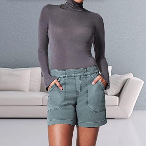 Gym Shorts Women Hiking Shorts With Pockets Summer Casual Plus Size Athletic Shorts Chino Bermuda Short Pants High Waisted Running Jean Shorts Stretch Twill Shorts Women 6 Inch Pull On Blue Xxxxl #TOP2