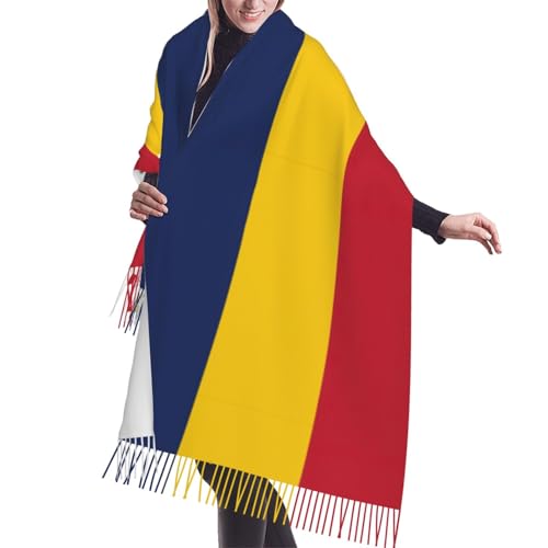 Écharpe drapeau du Tchad pour femme grand format au toucher cachemire soyeux