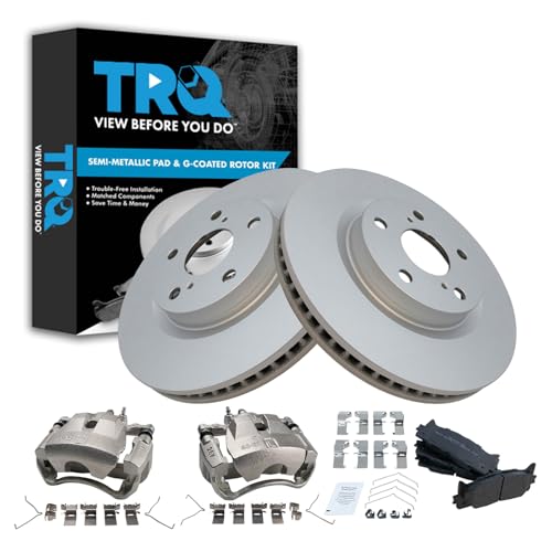 Image of TRQ Front Brake Pad and Rotor Set Semi Metallic Vented G Coated Rotors