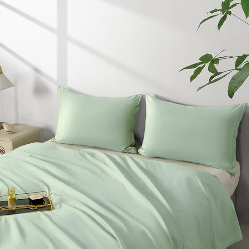 Image of 2 Pack Microfiber Standard Size Zipper Pillowcases,Light Sage Green Pillow Case Set of 2,Soft Comfortable Not Shrink Pillow Cases Standard,Breathable Luxury Pillow Covers(20x26 Inches)