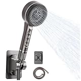 Alcachofa de Ducha, Alcachofa Ducha Alta Presión Antical con Manguera 1.5m,4 Modos de Ducha, con Filtro, Fuerte Flujo de Agua, Apagado con un Solo Toque, para uso en Entornos de Baja Presión de Agua