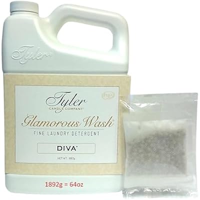 Tyler Candle Company Glam Laundry Wash Detergent, Diva 64 Fl Oz (Pack of 1) /with Dryer Sachet Single Pouch x