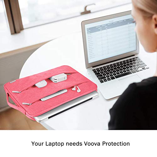 Voova 14-15.6 Inch Laptop Sleeve Case Slim Computer Carry Bag Compatible with MacBook Pro 15.4 16, 15 Surface Book 2/Laptop 3, Asus Acer Hp Chromebook, Waterproof Protective Cover with Pocket, Pink