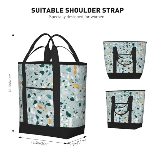 Terrazzo Marble Pastel Print Tote Bag Adult Heavy Duty For Picnic Beach Camping Large Capacity Insulated Tote Bag3