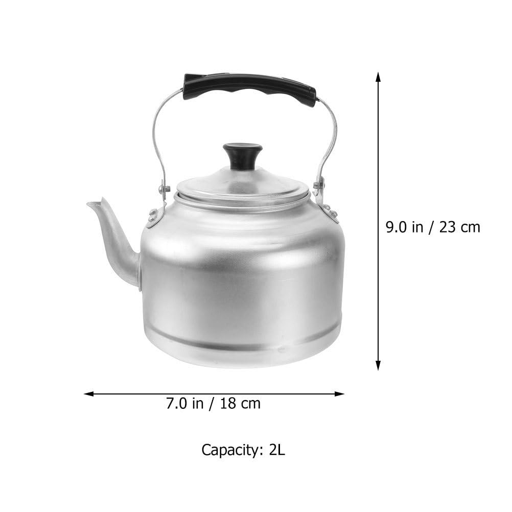 Cabilock Bouilloire en aluminium 2 l - Bouilloire à induction - Avec poignée - Pour cuisine, cuisinière à gaz, pique-nique, style vintage