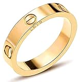  ALEAD Liebesringe mit Schraubendesign Damenmode-Klassiker Titan Stahlring Herren- und Damenring Geschenk- Ewiger Liebhaberring (ring gold, 7)