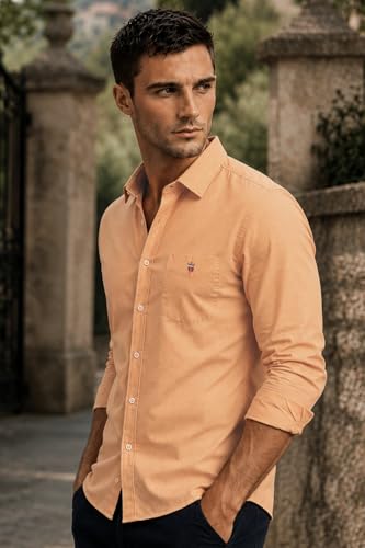 Image of Louis Philippe Men's Cotton Slim Fit Textured Fabric Soft Handfeel Full Sleeve Casual Shirt