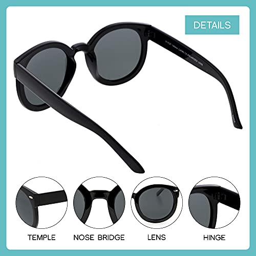 Image of zeroUV - Round Retro Oversized Sunglasses for Women with Colored Mirror and Neutral Lens 53mm