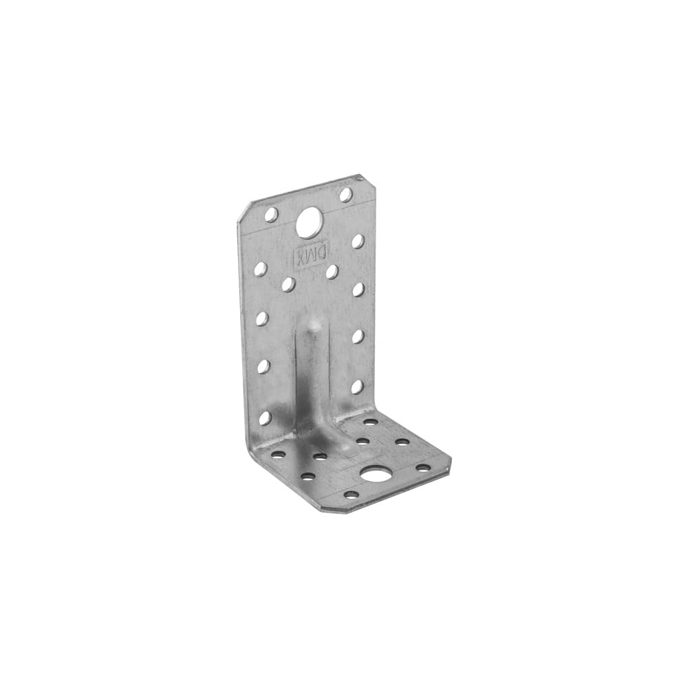 Screws City Silver 90Mm X 50Mm X 55Mm Galvanised Heavy Duty With Reinforcment Angle Brackets For Wood 2.5Mm Thick Timber Steel Zinc Plated Steel Kp3 (Pack Of 1) L12-K12abc