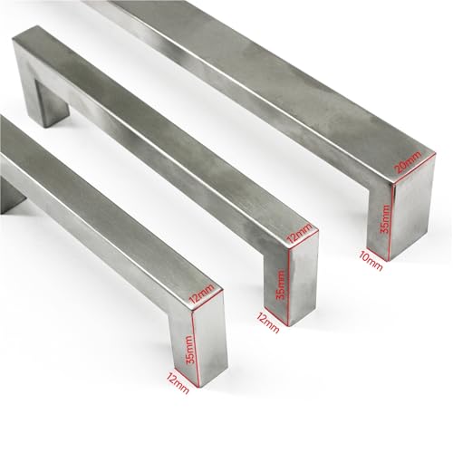 Manijas de acero inoxidable cepillado con barra cuadrada para cajones y armarios 6