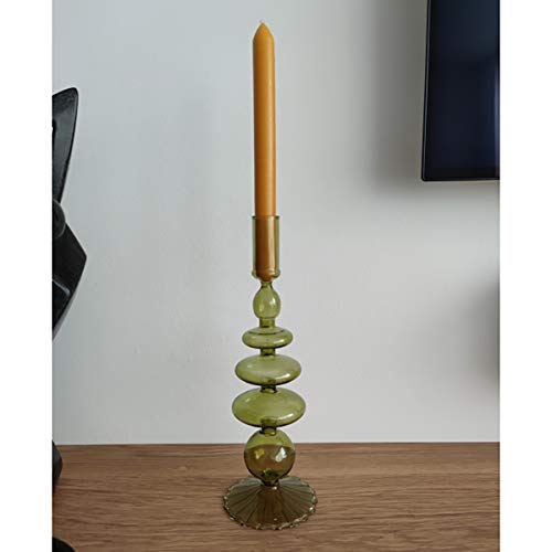 Lkxharleya Glass Candlesticks Holders, Retro Glass Candle Holder For Taper Candle Table Centerpiece Wedding Party Home Decoration, Oliver Green #TOP2