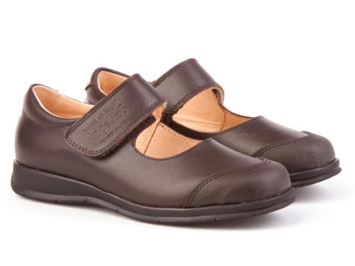 Merceditas Colegiales para Niñas con Puntera Reforzada Todo Piel, mod.463. Calzado infantil Made in Spain, Garantia de calidad. (28, Marrón)