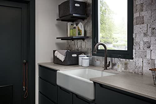 Kohler K-5827-0 Whitehaven Farmhouse Self-Trimming Undermount Single-Bowl Sink With Tall Apron, White 9.63 X 21.56 X 32.69 Inches #TOP2