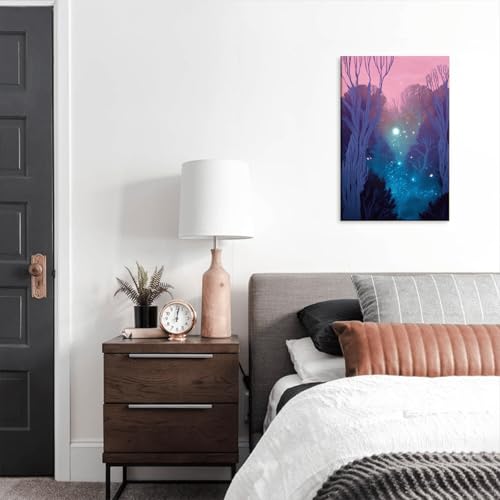 Impression sur toile forêt nocturne de qualité supérieure avec cadre