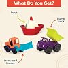 B. toys 3 Mini Toy Cars Water & Sand Playset for Kids Beach Toys Includes 2 Trucks & 1 Boat Durable & Easy to Grab Perfect for Indoor/Outdoor Play