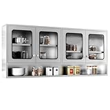 59' Kitchen Wall Cabinet Stainless Steel Wall Mounted Cabinet with Adjustable Shelves, Industrial Wall Storage Cabinet for Garage Warehouse Commercial, 8.66D x 59W x 27.56H in, No Assembly Required