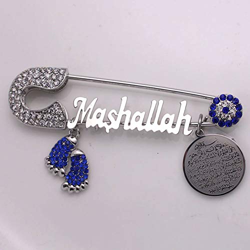Zkdc Ayatul Kursi Mashallah Turkish Evil Eye Stainless Steel Brooch Islam Muslim Baby Pin #TOP5