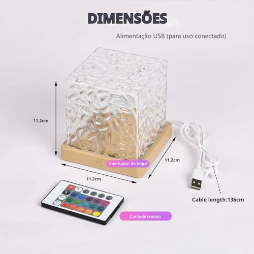 Projetor de Luz Luminaria Projetor Portátil com Efeito de Água Aurora 16 Cores 4 Modos Luz Noturna B