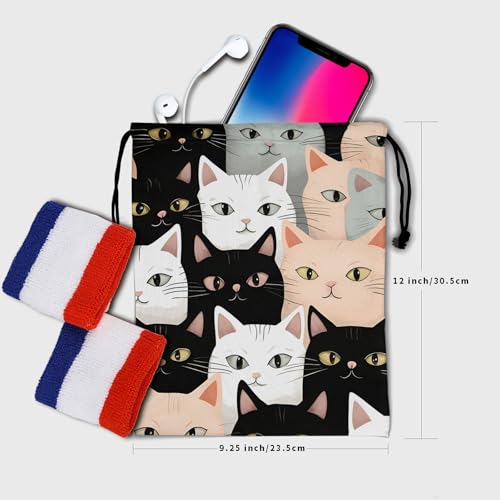 Image of Nerxy Cat Drawstring Gymnastics Grip Bag - Kitten Grip Bag Pet Gymnasts Gym Bag Animal Storage Bag for Personal Equipment