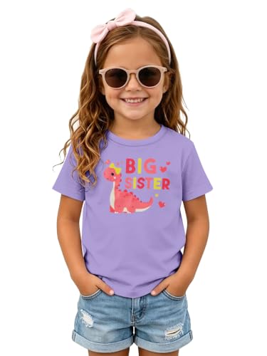 Image of Funnycokid Big Sister Shirts for Girls Pregnancy Announcement Toddler Promoted to T-Shirt 1-7 Years