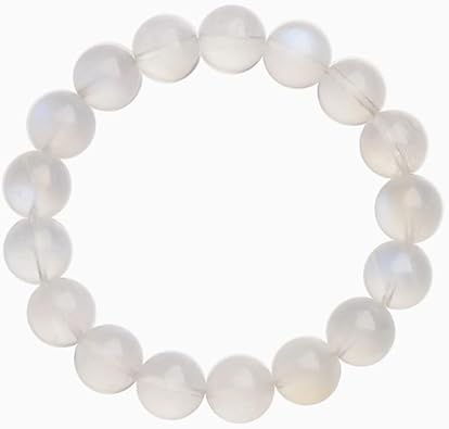 Natural White Moonstone Stretch Bracelet for Women, 7mm 8mm Blue Light Lucky Beaded Healing Gemstone Jewelry Gift for Mom Wife Her