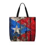 YIJIAYUN Sacs fourre-tout à imprimé drapeau de Porto Rico de grande capacité,...