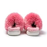 JOMIX Zimowe futrzane kapcie damskie ciepłe kapcie domowe zimowe dziewczęce buty termiczne wsuwane eleganckie, Fuksja, 36/37 EU