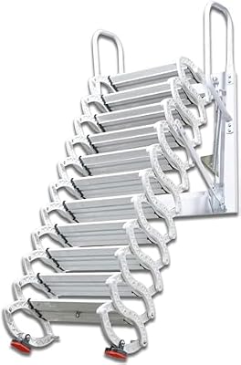 Alloy Attic Access Ladder Concertina Loft Ladder Alloy Attic Stairspull Down Attic Ladder Folding Ladder Indoor and Outdoor Telescoping Ladder (3.1)