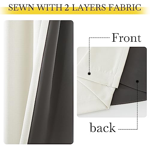 NICETOWN Natural Faux Linen 100% Blackout Curtain Single Panel 108 inch Long for Bedroom, W50 x L108, Rod Pocket/Back Tab/Hook Belt Linen Burlap Light Blocking Noise Dampening Drapes for Living Room by NICETOWN - Used condition - Image 4