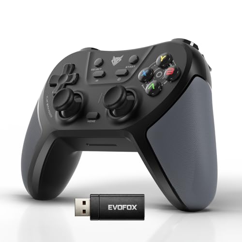 Image of EvoFox One S V2 Universal 3-Mode Wireless Gaming Controller, HallSense Precision Joysticks, Bluetooth 5.0, 2.4GHz, Fast Type-C Charging for PC, Mobile, Android TV - Black