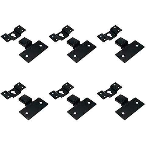 Quluxe Universal Metallic Wall Mount Iron Hook Hanger Plate Connector for Surround Sound Box Audio Speaker- Black (Set of 6) Cover