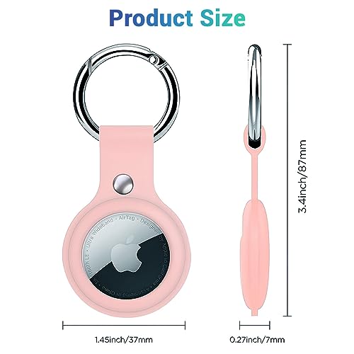 Image of LIRAMARK Airtag Case for Apple Airtags Silicone Case Protective Cover for Airtag Case Locator Tracker Anti-Lost Device Keychain Protection Sleeve (Pink)