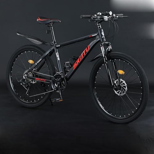 Wmmner Bicicleta de Montaña de 24 Pulgadas con Cuadro de Aleación de Aluminio, Frenos de Disco, Velocidad, para Estudiantes, Todoterreno, con Amortiguación, para Hombres Y Mujeres Adultos/a/27 Velocid