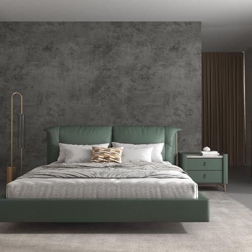 JSEVEM 16"×354" Industrial Blue Grey Concrete Wallpaper Peel and Stick