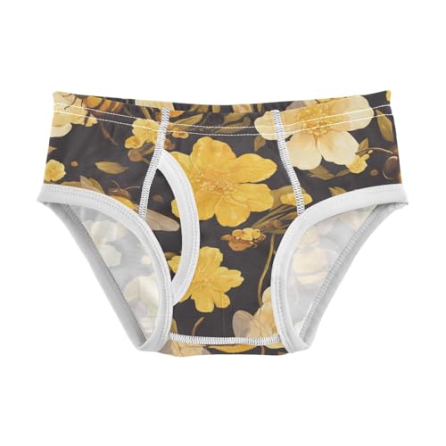 KLL Bees on Yellow Little Boys Soft Briefs Breathable Undies