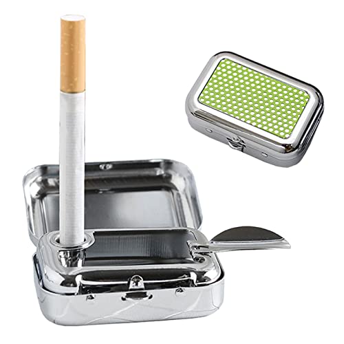 Upgrade Portable Ashtray, Vovcig Pocket Ashtray Windproof Ashtray With Lid Stainless Steel Car Ash Tray For Car Outdoor Cigars (Green) #TOP20