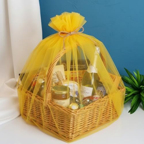 Image of SATYAM KRAFT 10 Meter Multipurpose Net Fabric Soft Cloth Roll | Wedding, Valentine & Party Decoration Items, Birthday, Anniversary | Stage, Tent, Backdrop, Mandap Festive, Event Decor Net (Yellow)