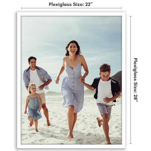 Americanflat 22x28 Poster Frame with Polished Plexiglass - Streamline Collection - Thin Border Picture Frame for Wall Display - Hanging Hardware Included - White