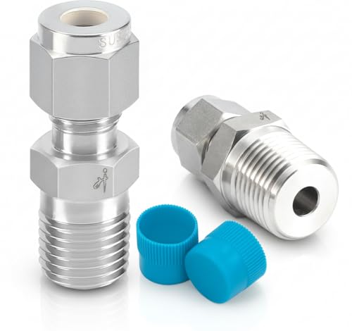 VALVENTO 2Pcs 316 Stainless Steel Compression Tube Fitting 1/4