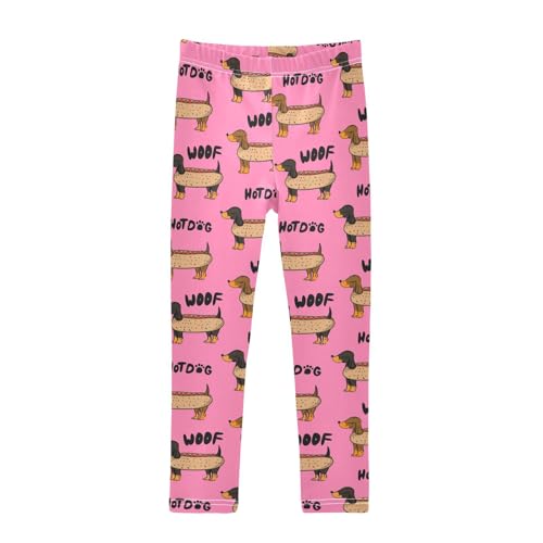 Girls Basic Leggings Baby Girls Pants Dachshund Dog Soft Footless Stretchy Tights Pants 4-10Y
