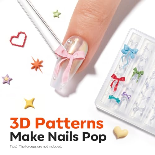 Image of modelones Silicone Nail Art Molds, 3D Multiple Bowknot& Star Designs with Carving Pen, Easy DIY Nail Mold for Gel & Acrylic, Reusable Nail Art Tools for Beginners & Professionals