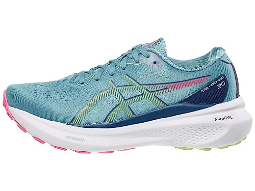 Asics Gel Kayano 30   Tenis de Correr para Mujer, Talla 5, Color Azul Gris/Verde Lima, Gris Azul/Verde Lima, 5
